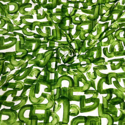 Jersey di Viscosa Fantasia Geometrica Pennellata Verde