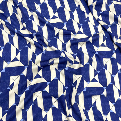 Viscosa Satin Geom Blu