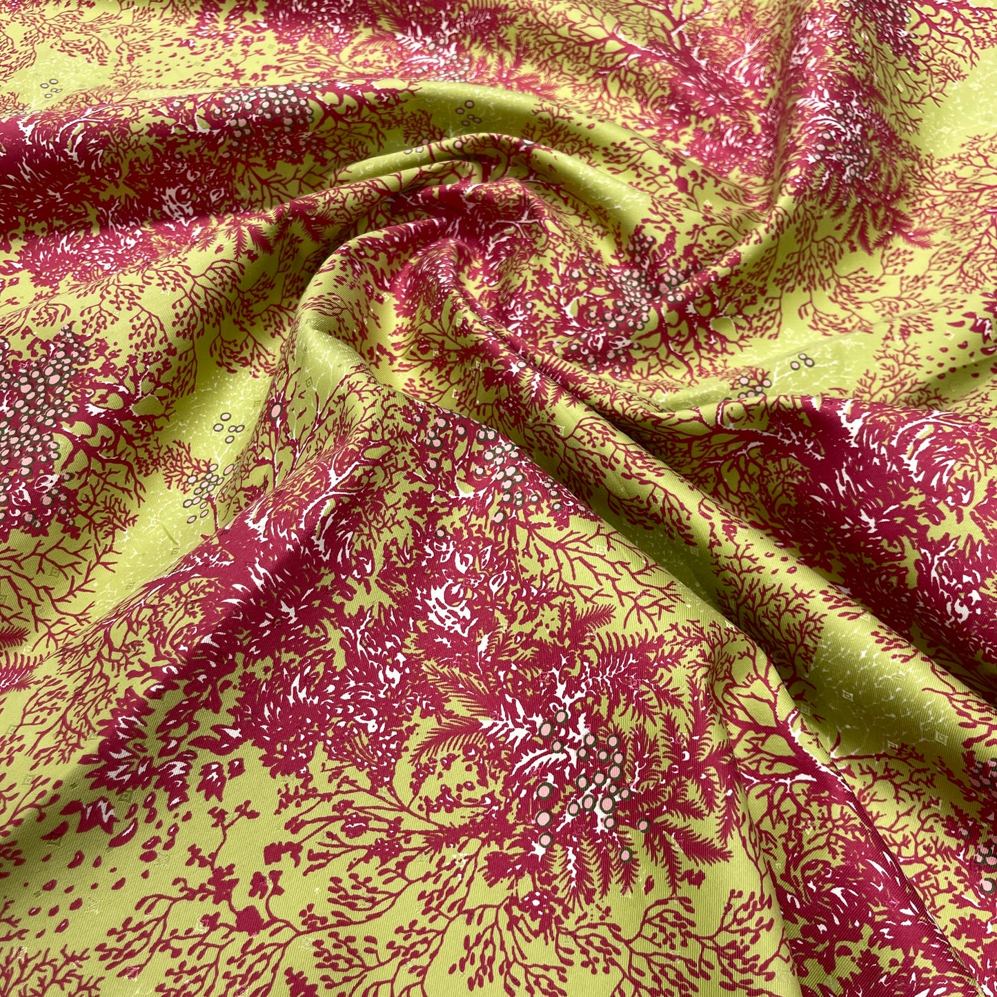 Jacquard Cotone Seta Corallo Lime Haute Couture