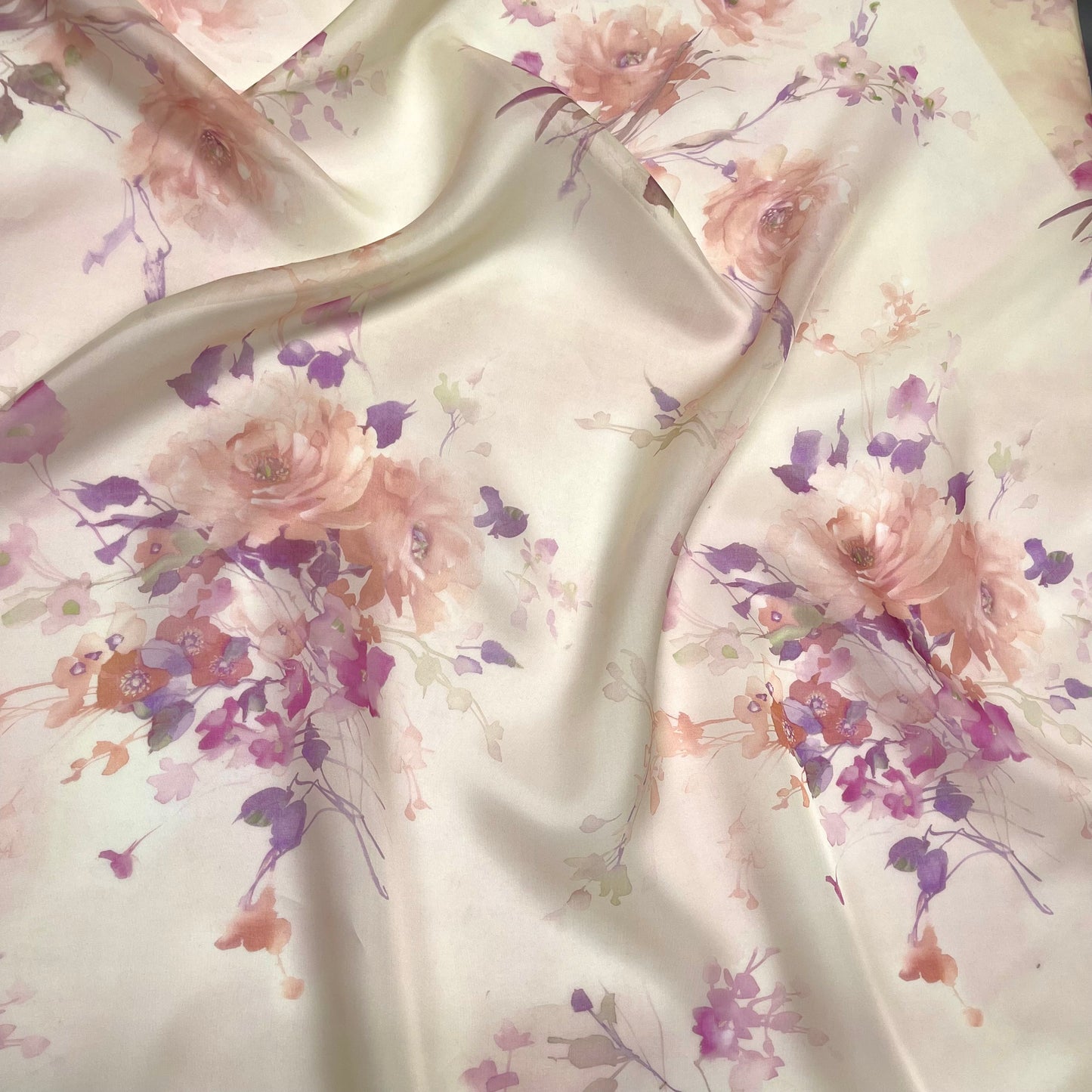 Silk Organza - Light Orange Floral