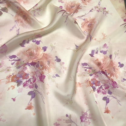 Silk Organza - Light Orange Floral