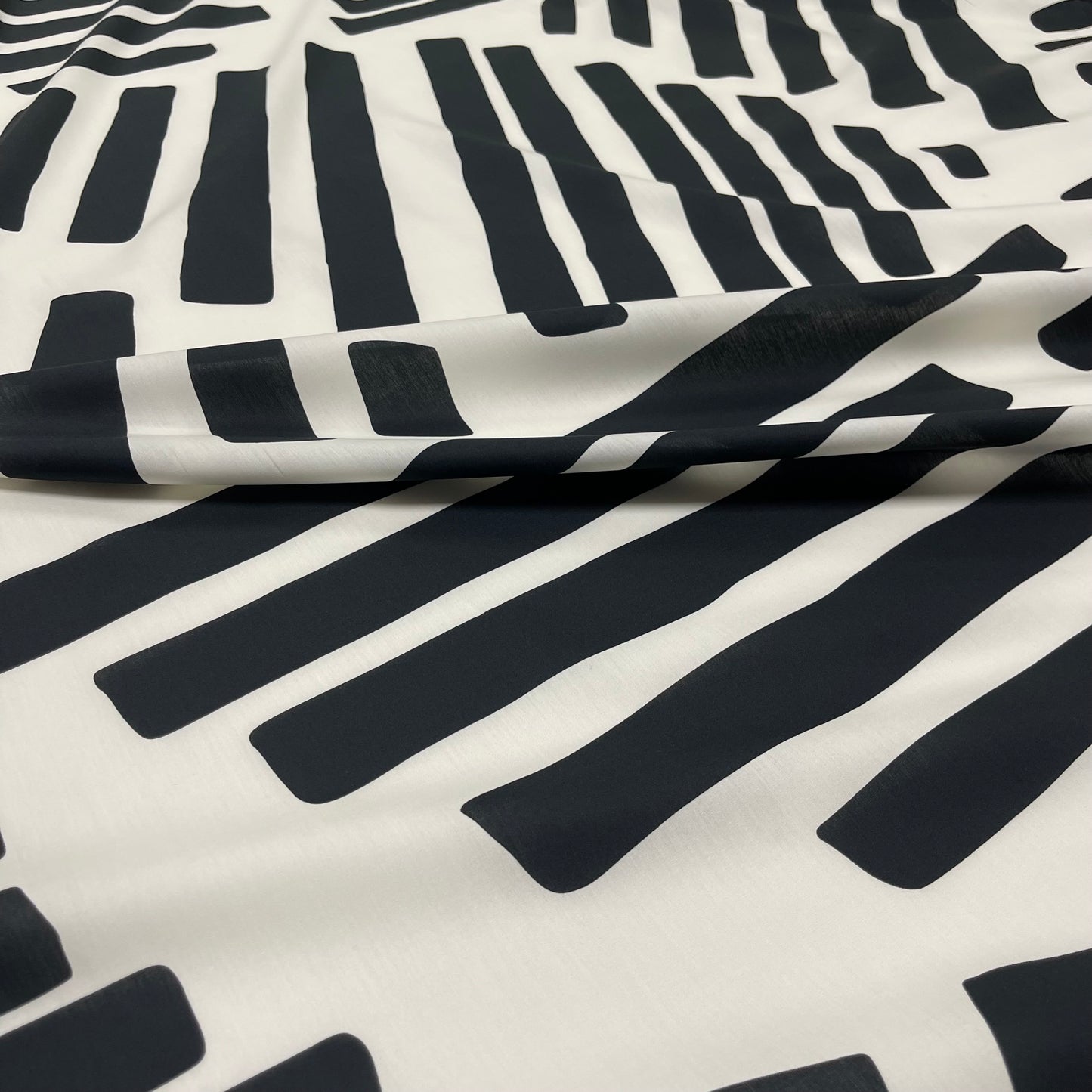 Cotone Popeline Geometrica Bianco e nero