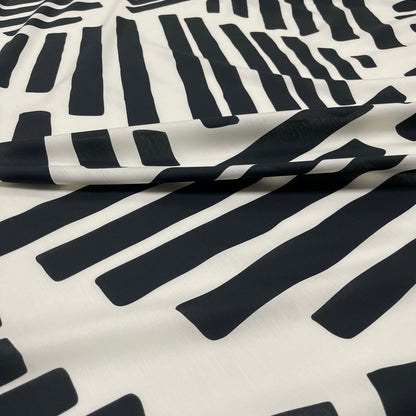 Cotone Popeline Geometrica Bianco e nero