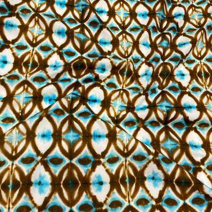 Cotone Fantasia- Geometrica Marrone e Azzurro