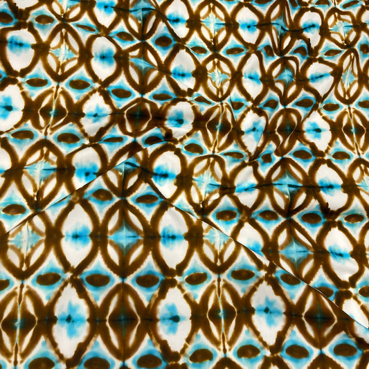 Cotone Fantasia- Geometrica Marrone e Azzurro