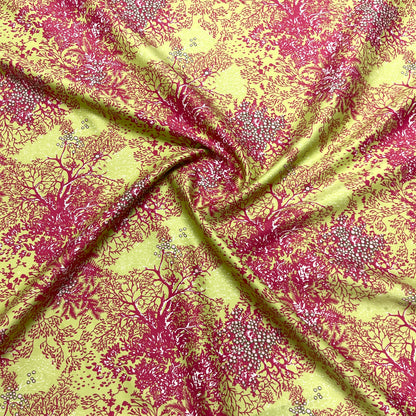 Jacquard Cotone Seta Corallo Lime Haute Couture
