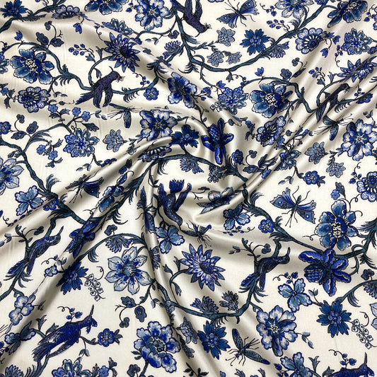 Twill di Seta Giardino Blu Reale