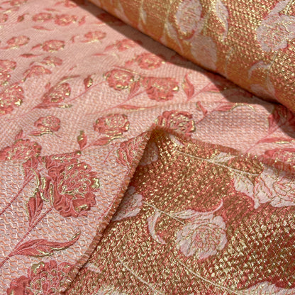 Floral Jacquard Silk – Pink and Gold