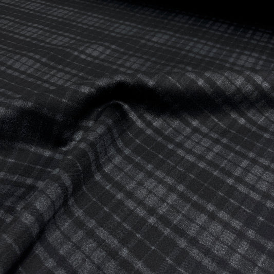Double Cloth in Virgin Wool and Silk – Geometric Pattern and Black