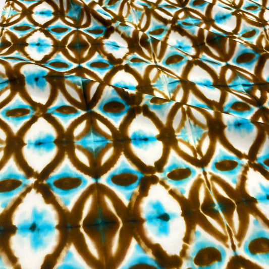 Cotone Fantasia- Geometrica Marrone e Azzurro
