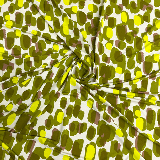 Jersey di Viscosa Fantasia Astratta Verde Lime
