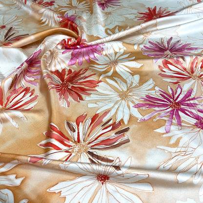 Twill di Seta Floreale Arancio e Corallo  – 2,90 × 1,40 m