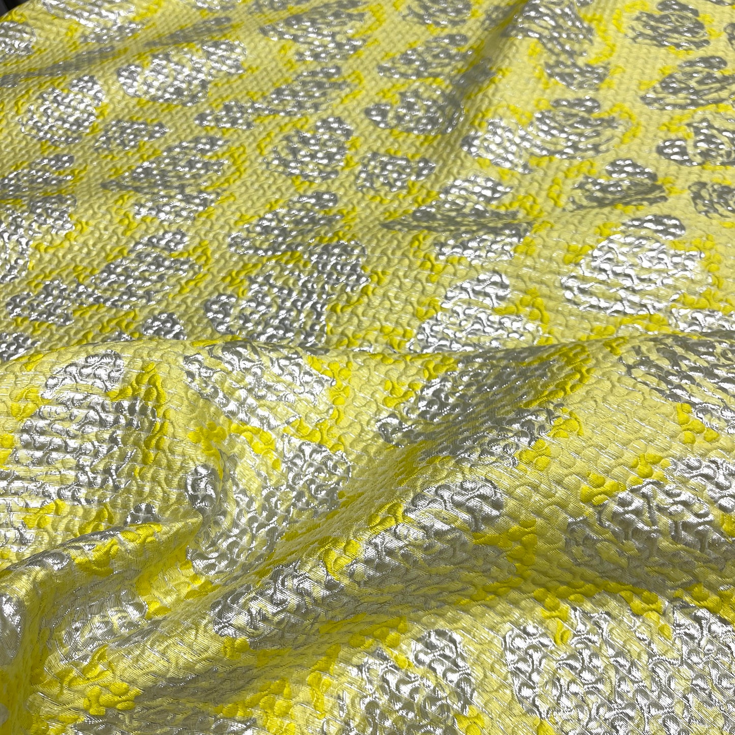 Jacquard Misto Seta - Giallo Lime e Argento
