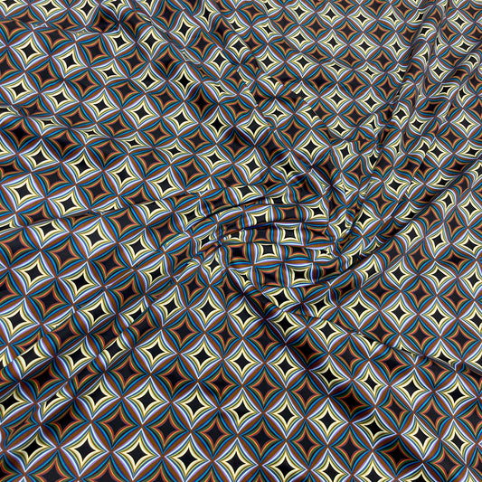 Cotone Rasatello Fantasia Geometrica