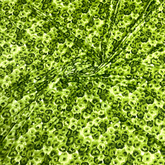 Jersey di Viscosa Fantasia Floreale Verde