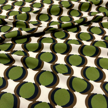 Viscosa Giavanese - Verde Oliva su Fondo Panna