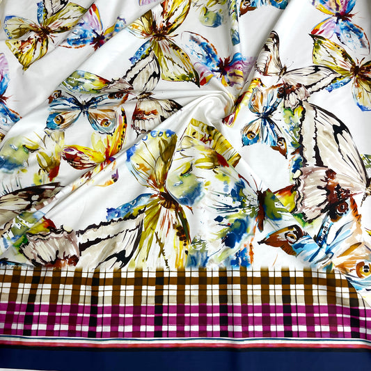 Butterfly Pattern Cotton with Border 24 cm Coordinated