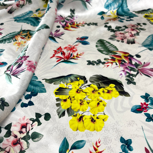Tropical Floral Fantasy Silk Satin – 4.00 × 1.40 m