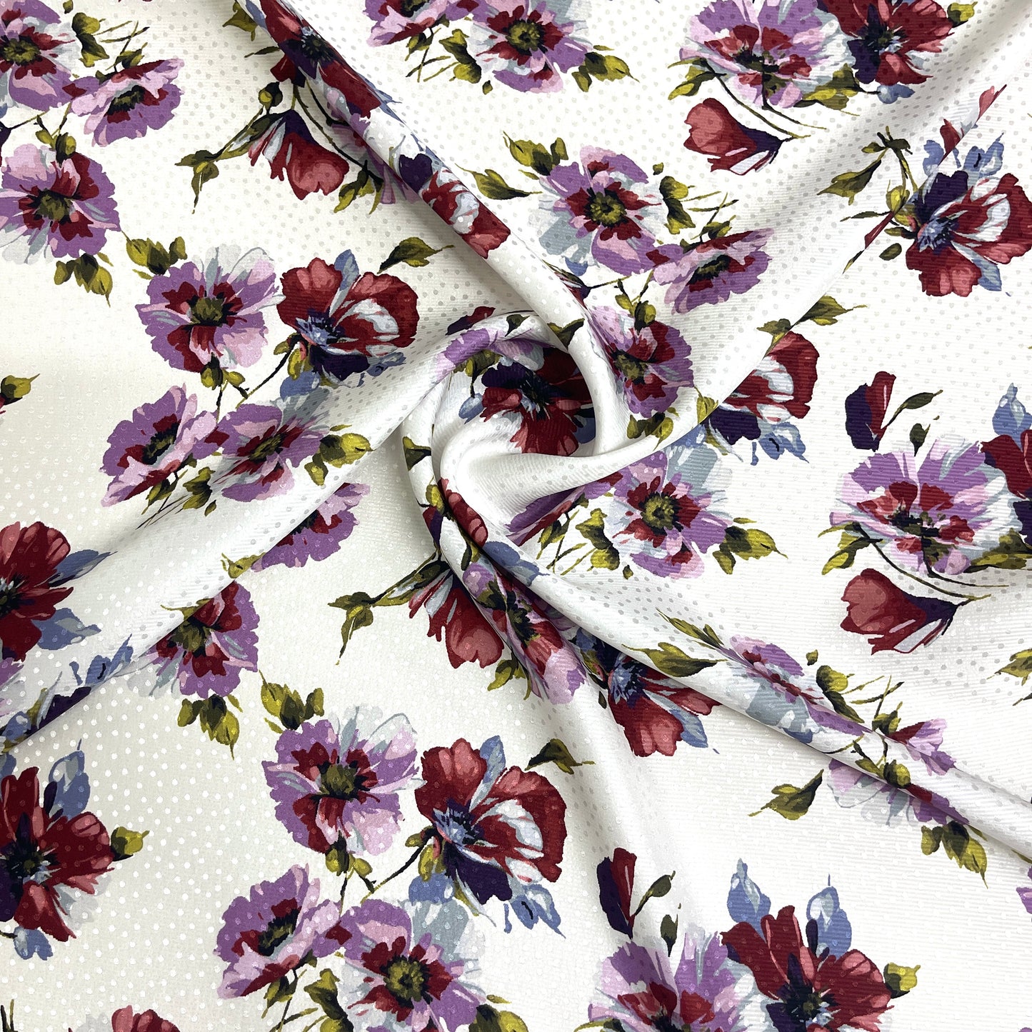 Seta Jacquard Floreale Bianco e Lilla – 2,20 × 1,40 m