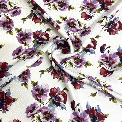 Seta Jacquard Floreale Bianco e Lilla – 2,20 × 1,40 m