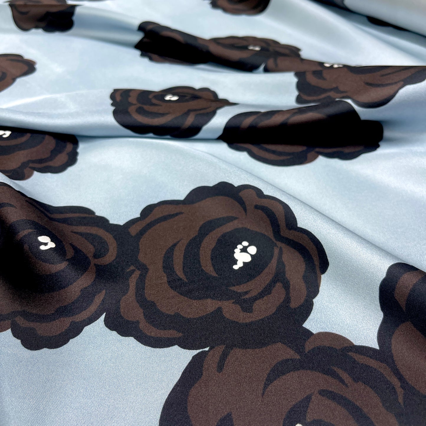 Twill di Seta Rose Azzurro Polvere