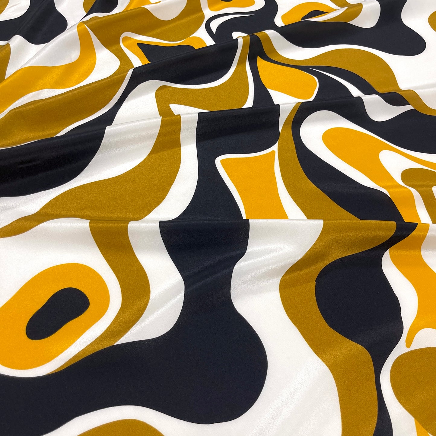 Seta Crepe de Chine -  Astratto Ocra e Nero