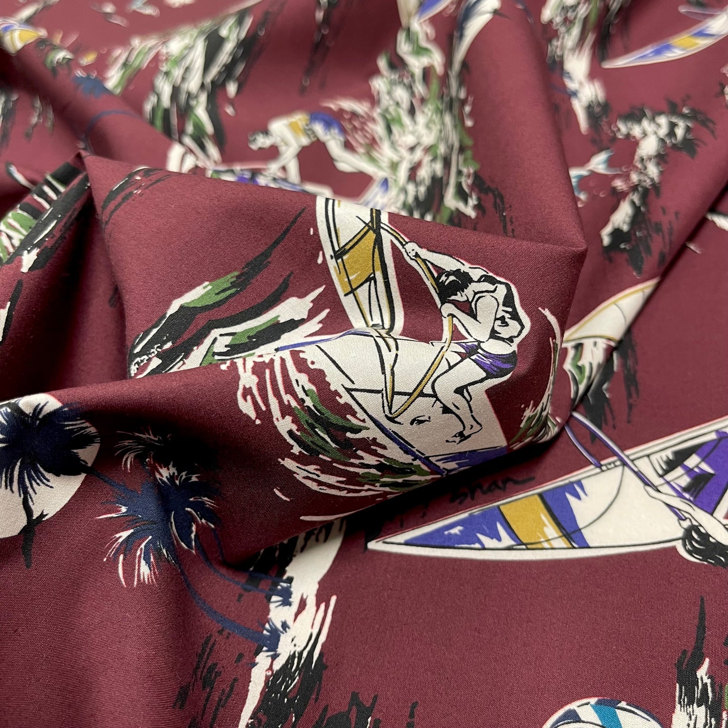 Bordeaux Nautical Poplin Cotton