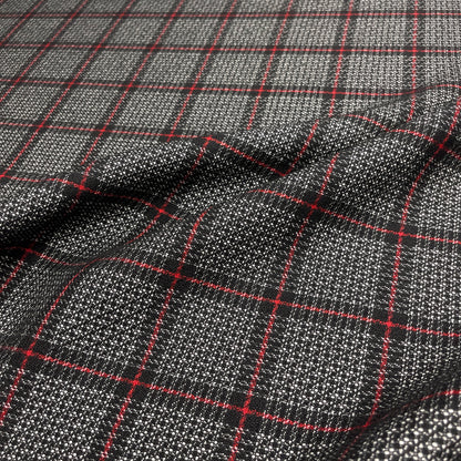 Wool and Silk (Medium Weight) - Black and Red Check