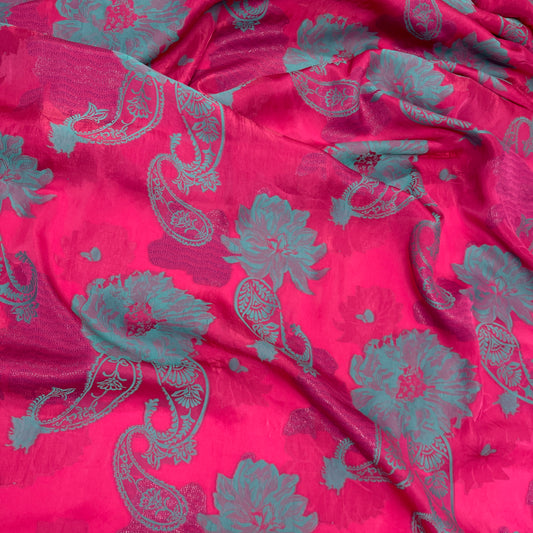 Jacquard Tripla Organza  – Floreale Fucsia Verde