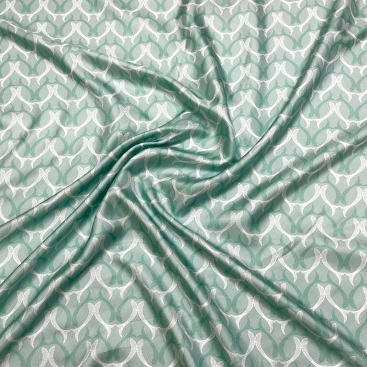 Twill di Seta Verde Acqua Fantasia