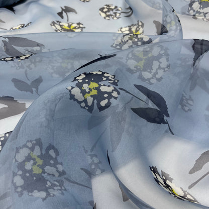 Silk Organza - Floral Powder Blue