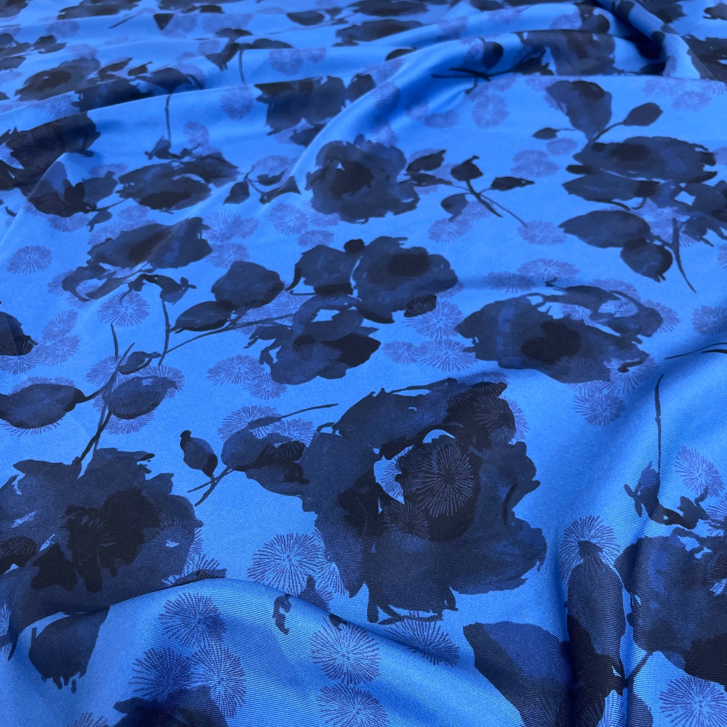 Twill di Seta Floreale Blu| 2,10 × 1,40 m