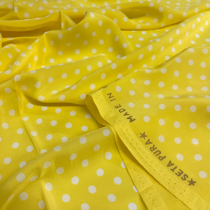 Seta Crepe a Pois Giallo – 2,90 × 1,40 m