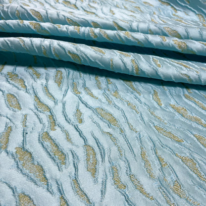 Silk jacquard – Waves Azure Green