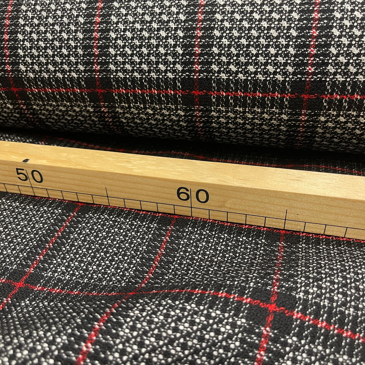 Wool and Silk (Medium Weight) - Black and Red Check