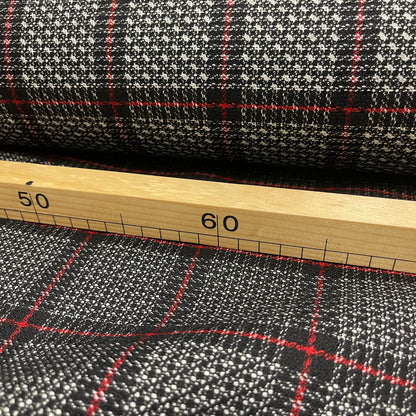 Wool and Silk (Medium Weight) - Black and Red Check