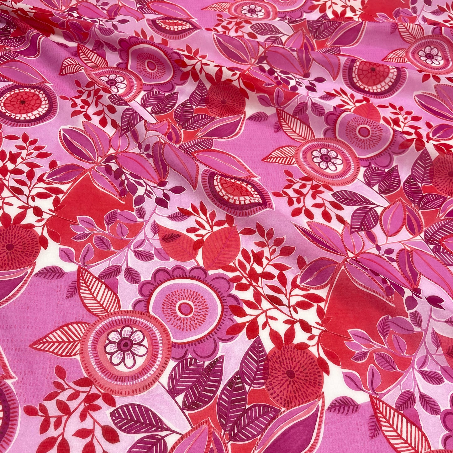 Cotone Leggero Floreale Rosa
