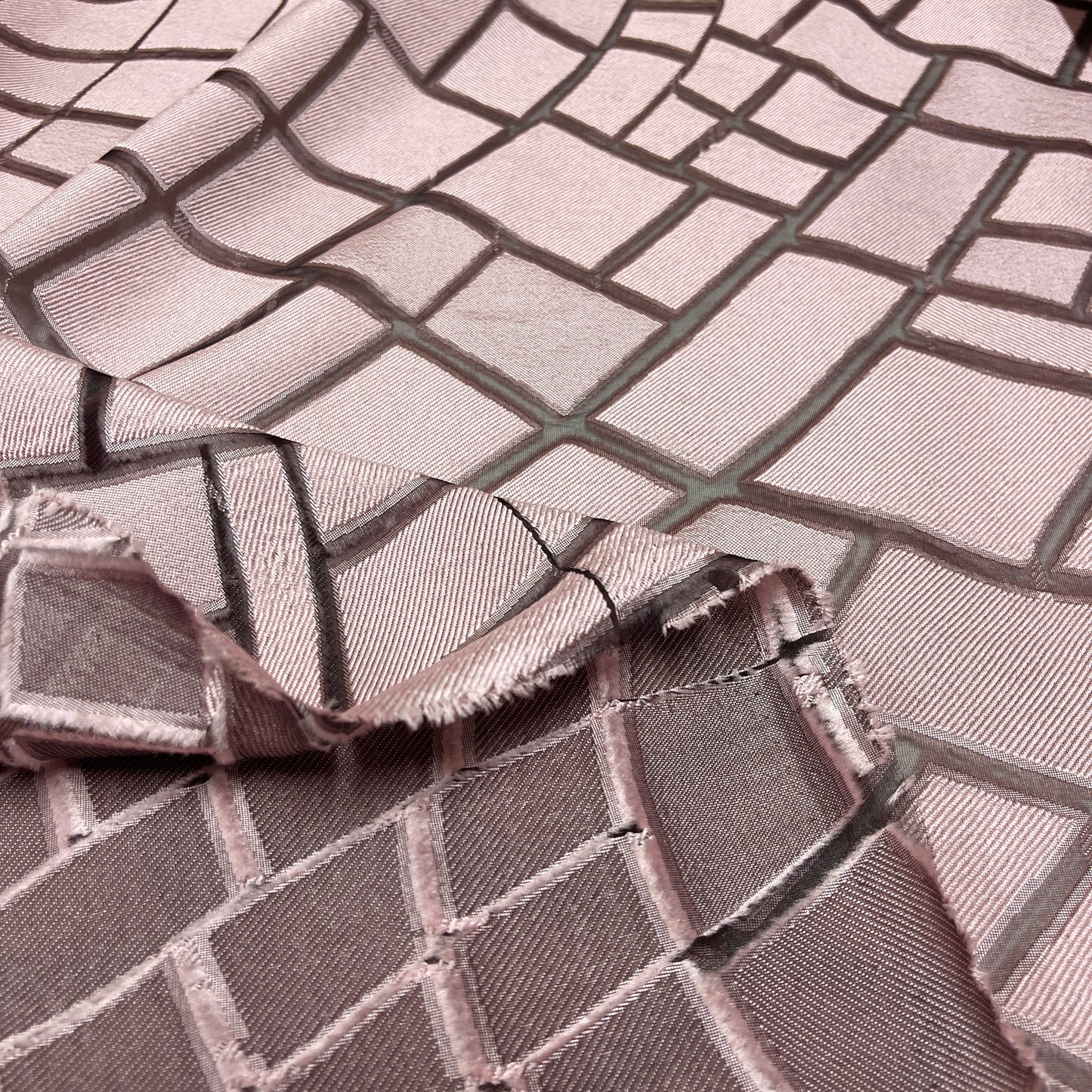 Jacquard Silk - Devoré Geometric Pink