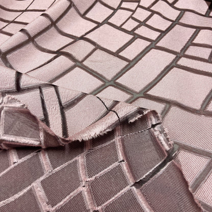 Jacquard Silk - Devoré Geometric Pink