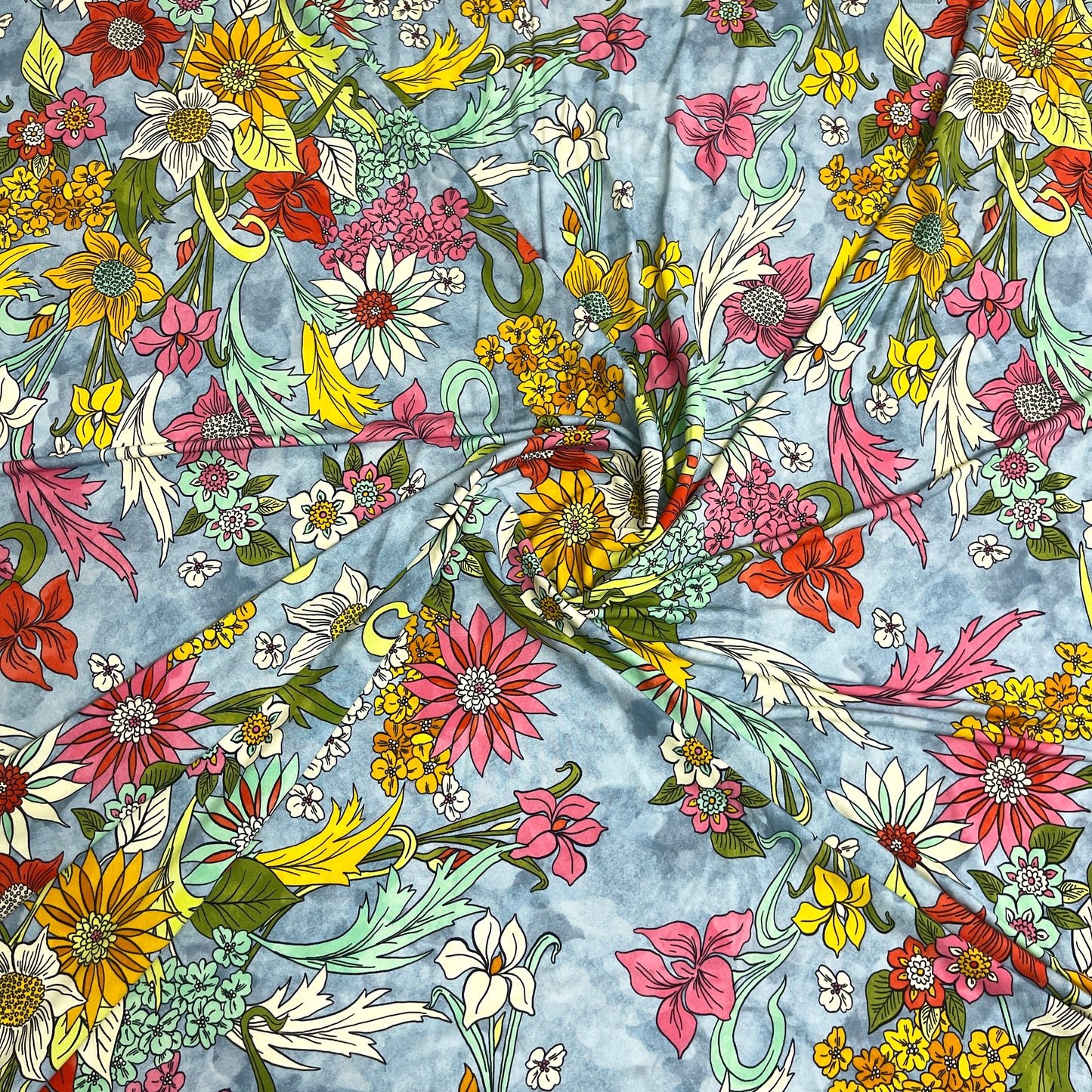 Jersey di Viscosa Fantasia Floreale Multicolore