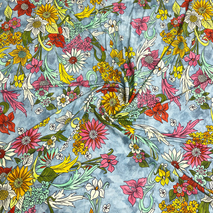 Jersey di Viscosa Fantasia Floreale Multicolore