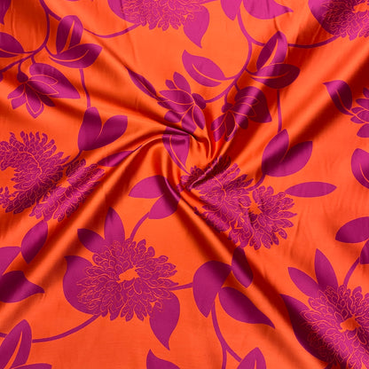 Jacquard Double Face - Floreale Fucsia e Arancione