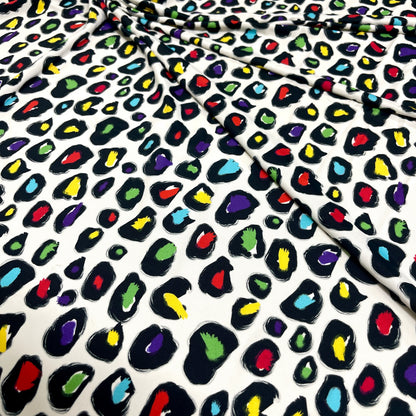 Jersey di Viscosa - Animalier Multicolor Bianco