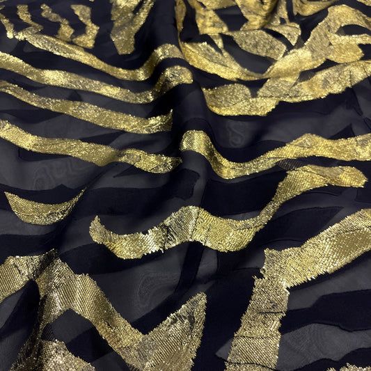 Lame Devoré Organza - Black Gold