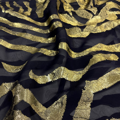 Lame Devoré Organza - Black Gold