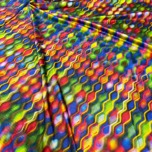 Jersey di Viscosa Fantasia Geometrica Multicolor