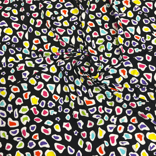 Jersey di Viscosa - Maculata Multicolor Nero