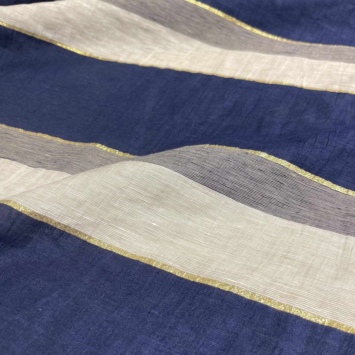 Misto Lino a Righe con Lurex Oro