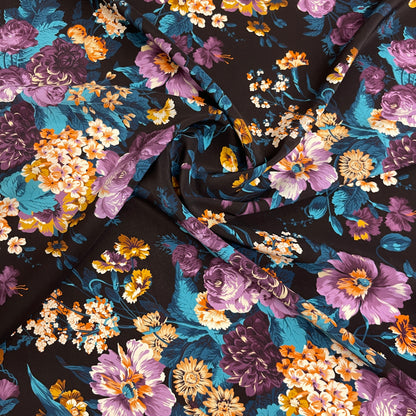 Multicolor Floral Silk Crepe de Chine – 3.60 × 1.40 m