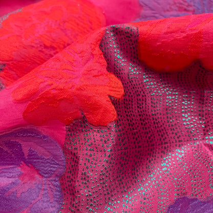 Jacquard Triple Organza – Floral Fuchsia
